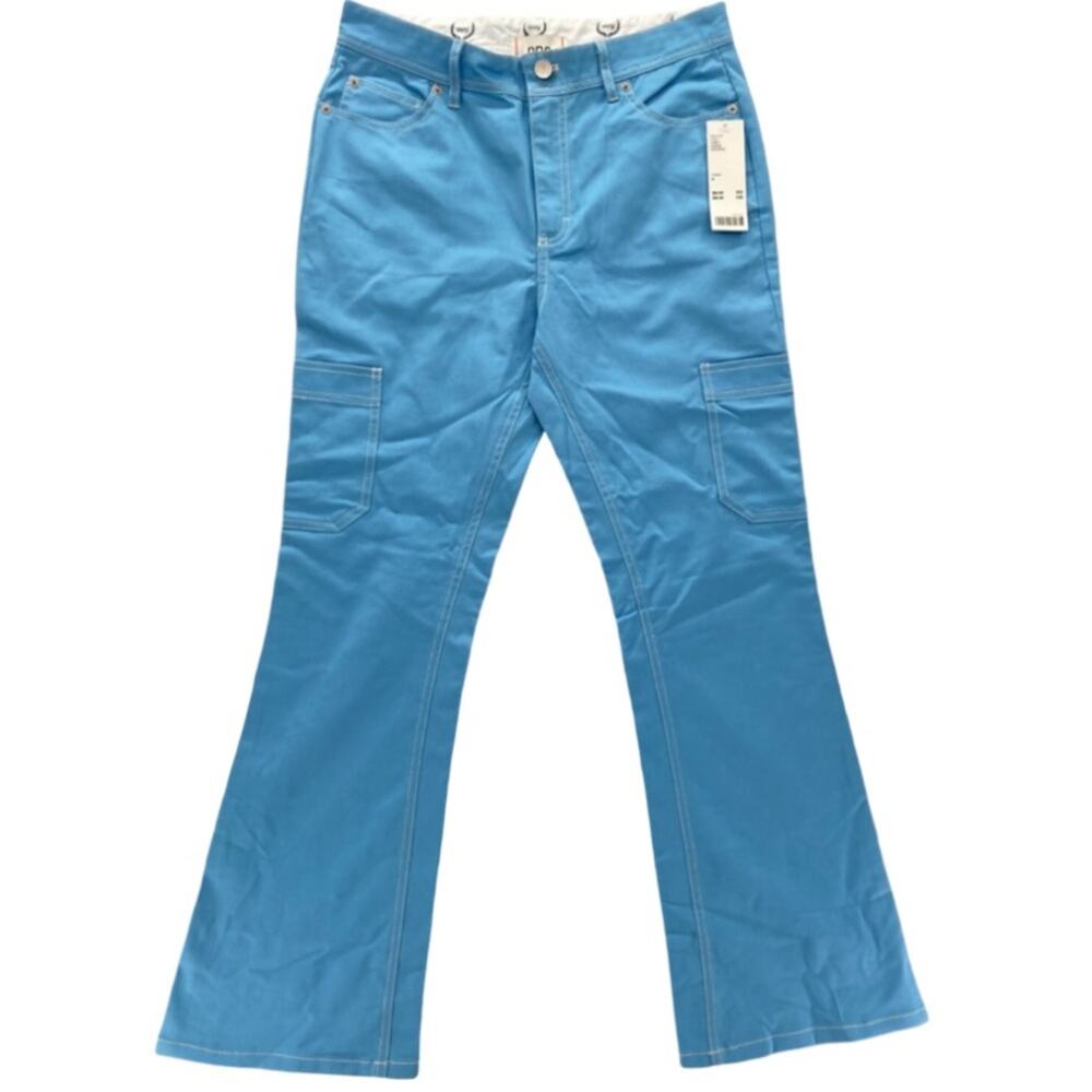 BDG Urban Outfitters Flared Leg Cargo Pants Women's 10 Robin Blue Stretch Ankle